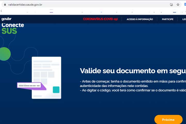 Como validar o certificado de vacina contra Covid-19